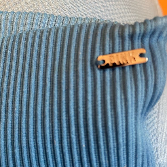 Victoria's Secret Pink Active Leggings Womens Large Blue White High Waist Pocket - Picture 6 of 9